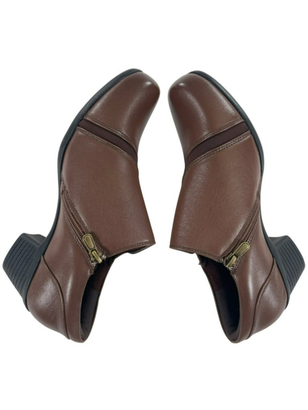 Spring Step Klay Pump Brown Leather Low Heel Zipper Shoes Women's Sz 8.5 NEW - Picture 4 of 11